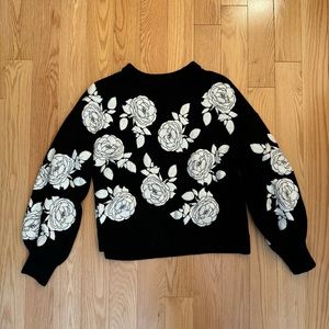 Alice & Olivia B/W Rose Sweater S